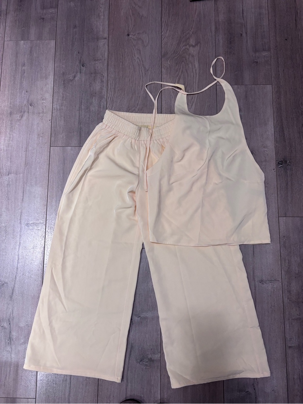 White Fox Boutique Butter Yellow Wide-Leg Lounge Set - Tank & Pants